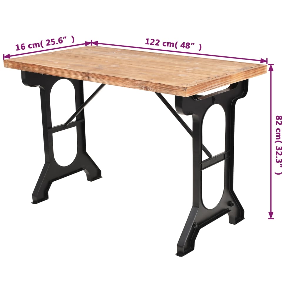 vidaXL Valgomojo stalas, eglės medienos stalviršis, 122x65x82 cm