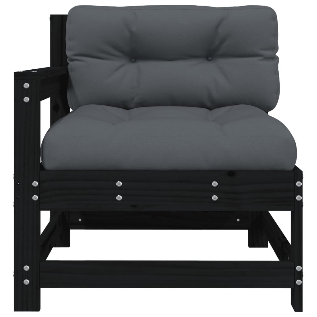 vidaXL Sodo kėdės su pagalvėlėmis, 2vnt., juodos, pušies masyvas