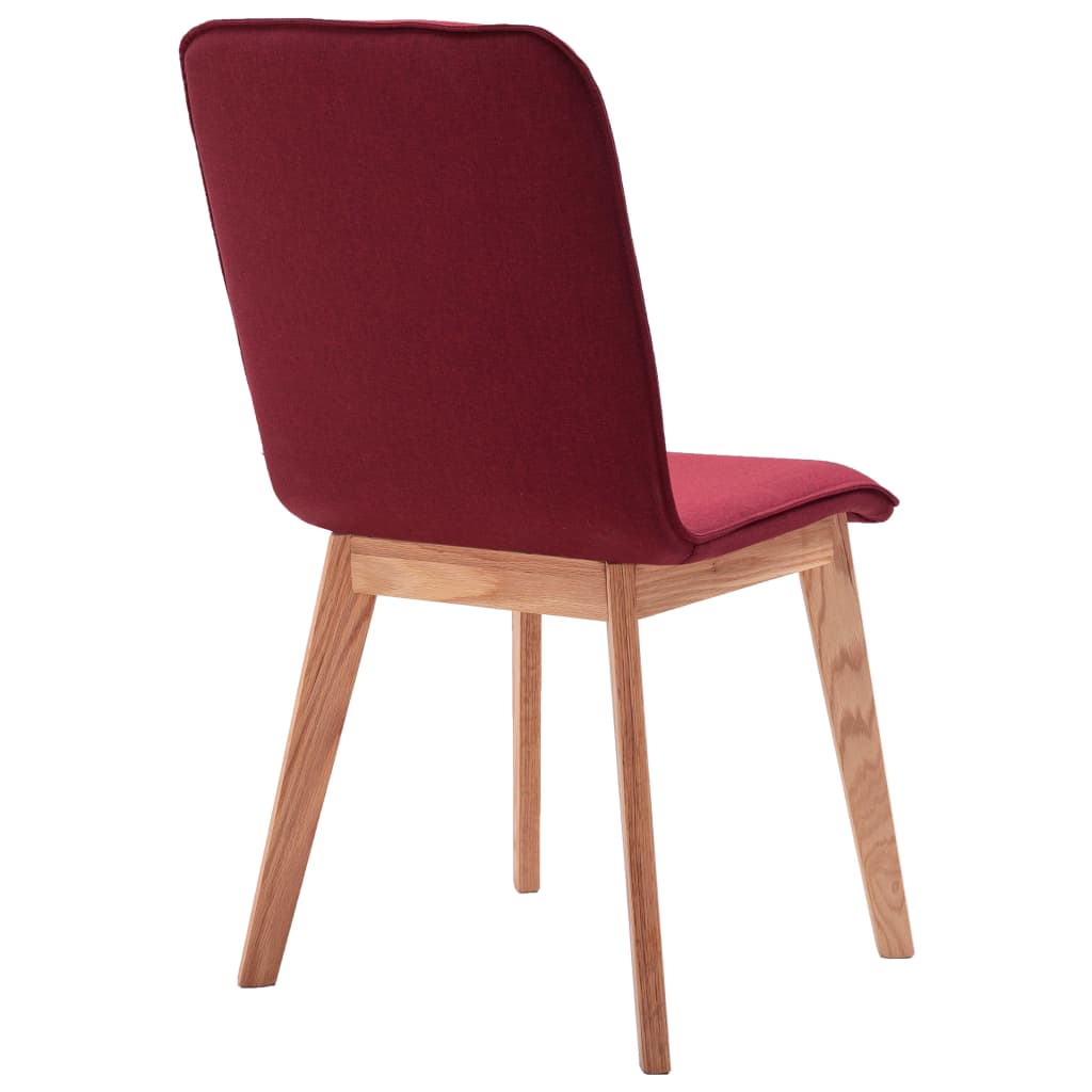 vidaXL Valgomojo kėdės, 2 vnt., raudonas audinys ir ąžuolo med. mas.