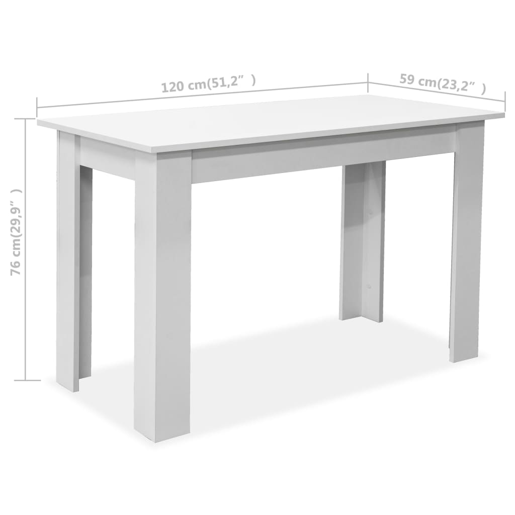 vidaXL Valgomojo stalas su suolais, 3vnt, med. drožlių plokštė, balta