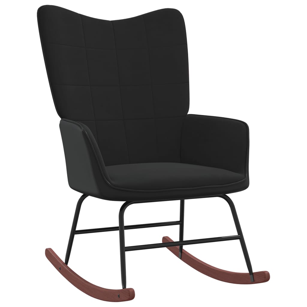 vidaXL Supama kėdė, juodos spalvos, aksomas ir PVC