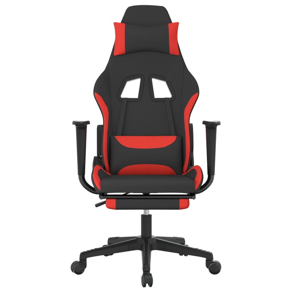 vidaXL Masažinė žaidimų kėdė su pakoja, juoda ir raudona, audinys