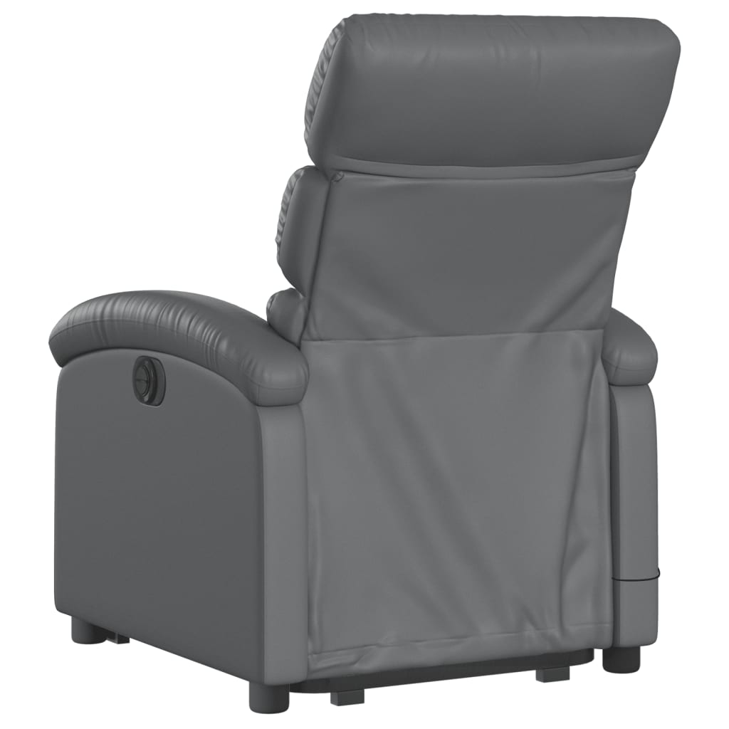 vidaXL Atsistojantis masažinis krėslas, pilkas, dirbtinė oda