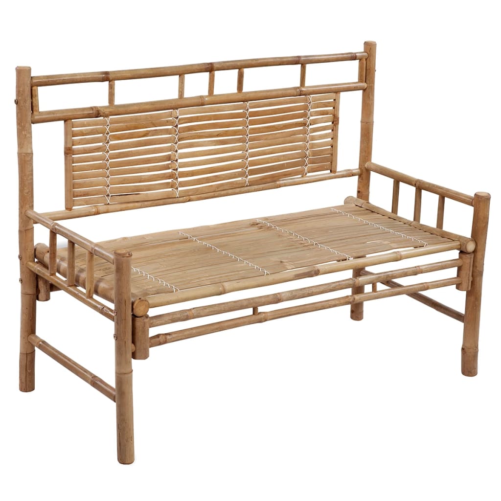 vidaXL Sodo suoliukas su pagalvėle, 120cm, bambukas (41504+314082)