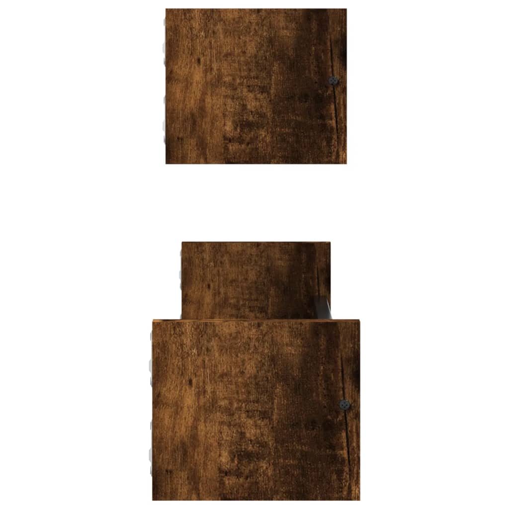 vidaXL Sieninės lentynos su skersiniais, 2vnt., dūminės, 60x16x14cm