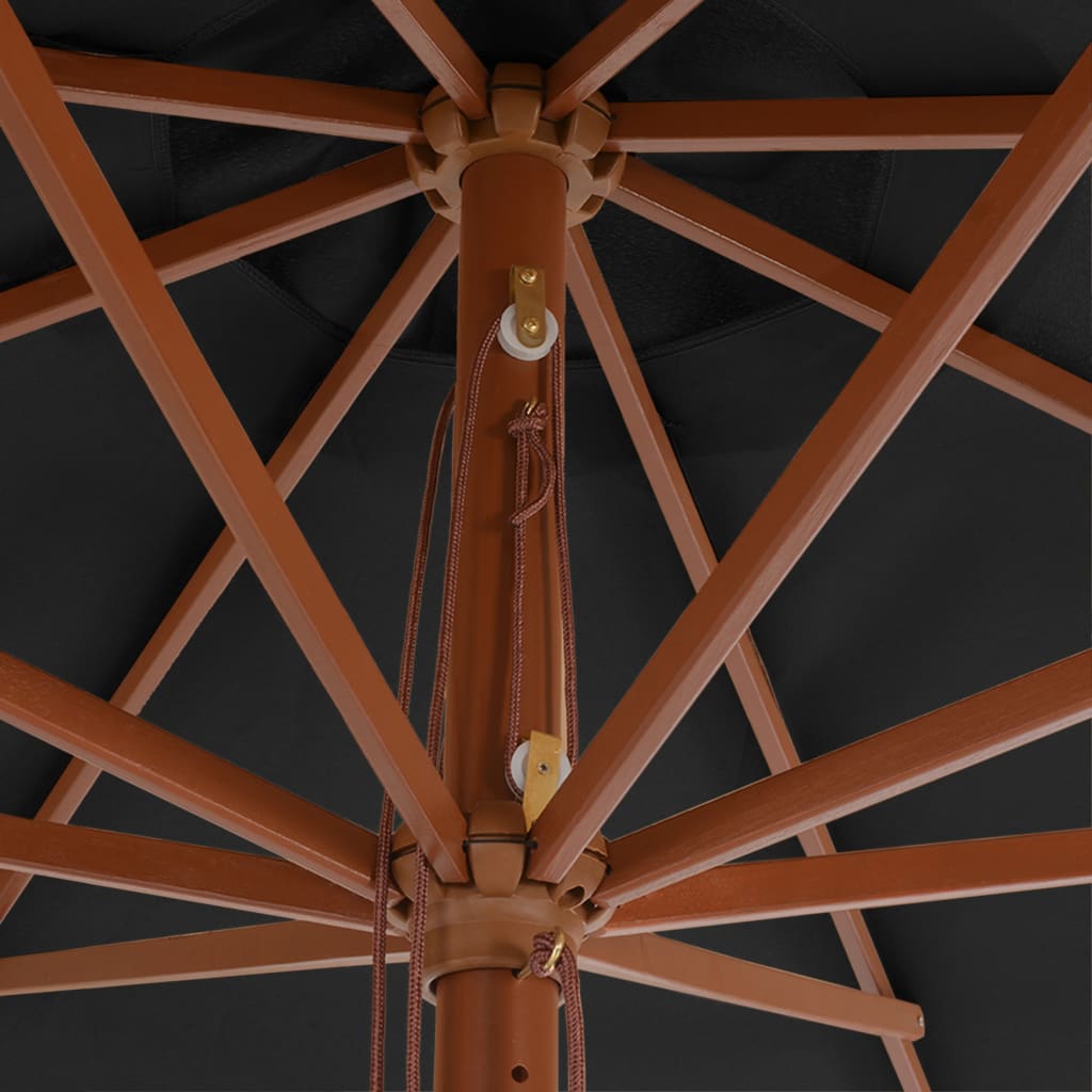 vidaXL Lauko skėtis su mediniu stulpu, antracito spalvos, 350 cm