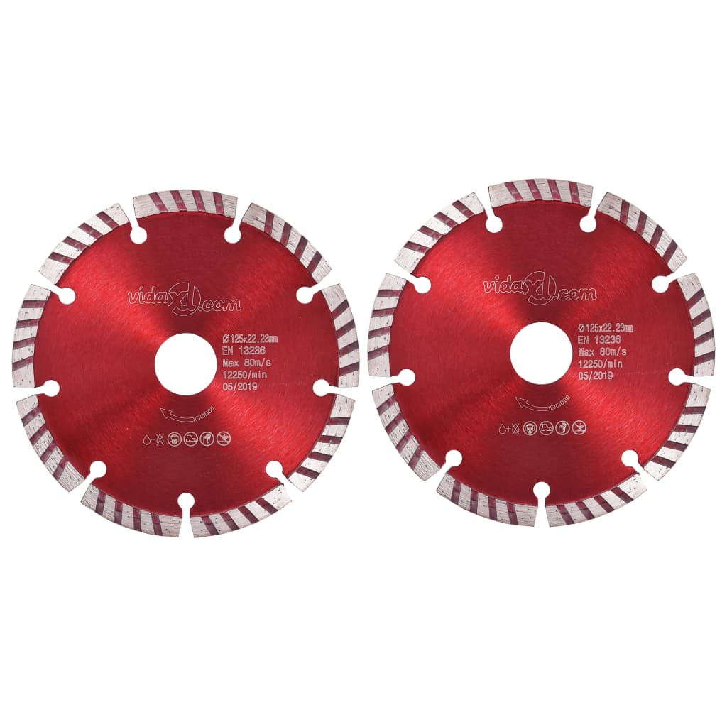 vidaXL Turbo deimantiniai pjovimo diskai, 2vnt., plienas, 125mm
