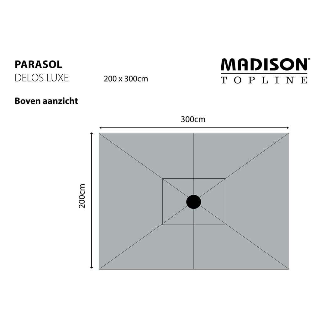 Madison Skėtis nuo saulės Delos Luxe, 300x200cm, pilkas, PAC5P014