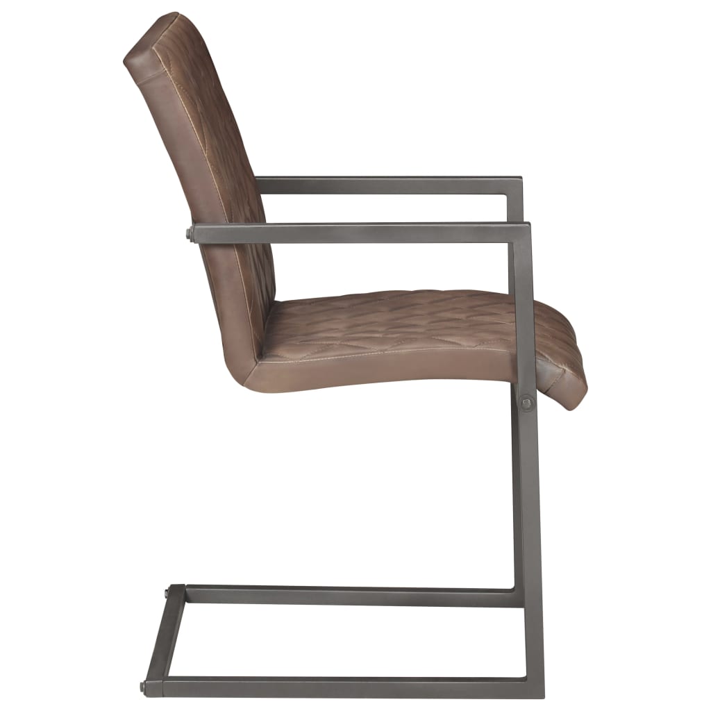 vidaXL Gembinės valgomojo kėdės, 6vnt., rudos spalvos, tikra oda