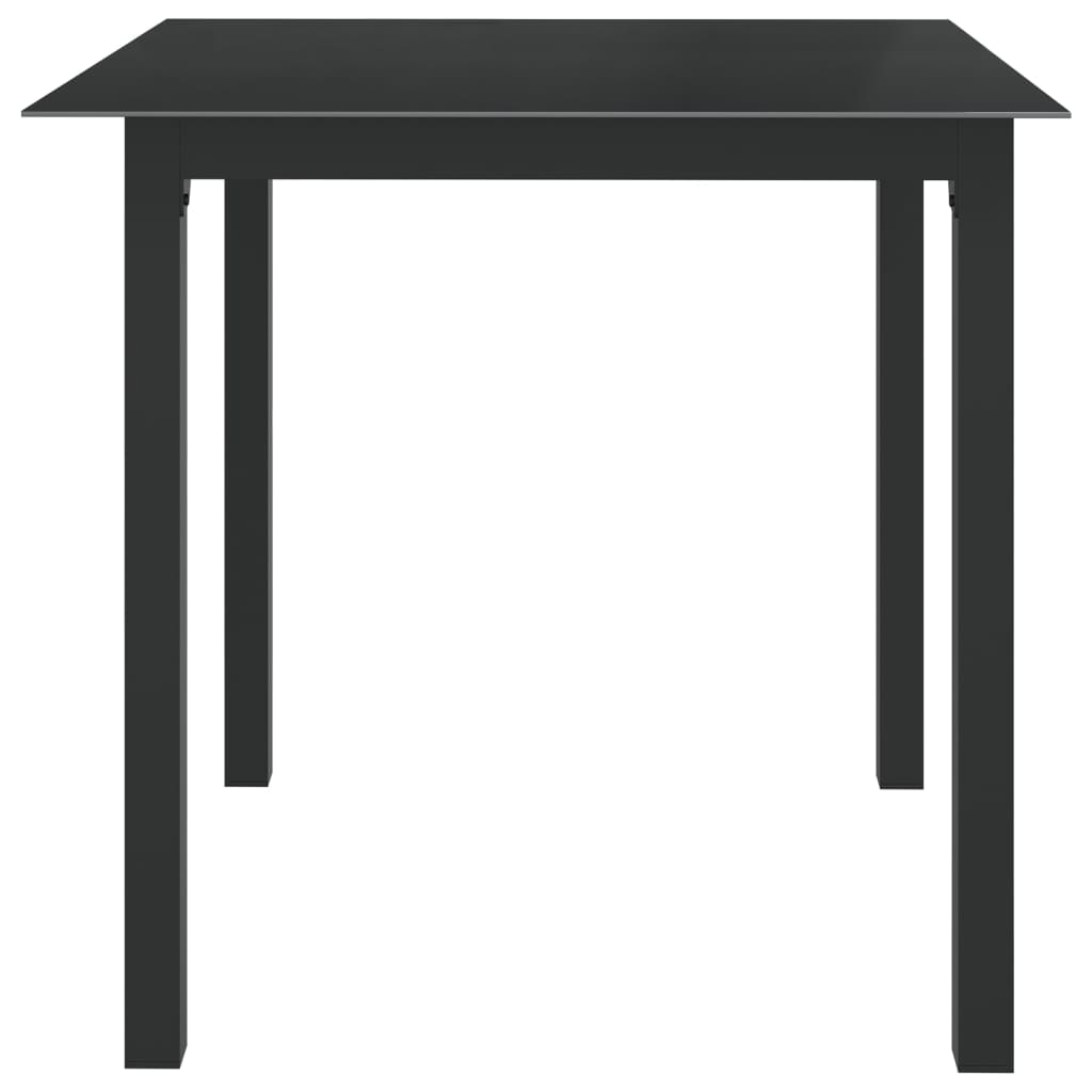vidaXL Sodo stalas, juodas, 80x80x74cm, aliuminis ir stiklas