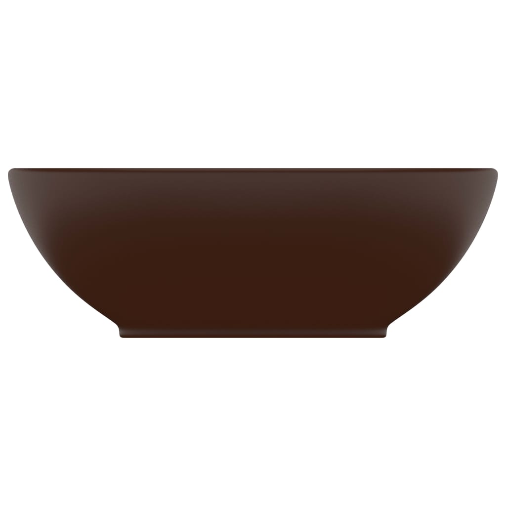 vidaXL Prabangus praustuvas, matinis rudas, 40x33cm, keramika, ovalus