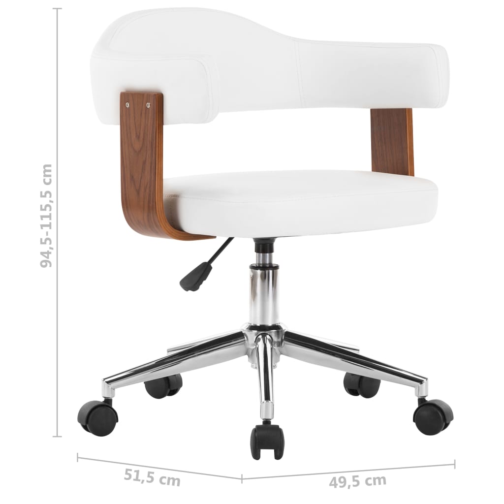 vidaXL Valgomojo kėdės, 6vnt., baltos, lenkta mediena ir dirbtinė oda
