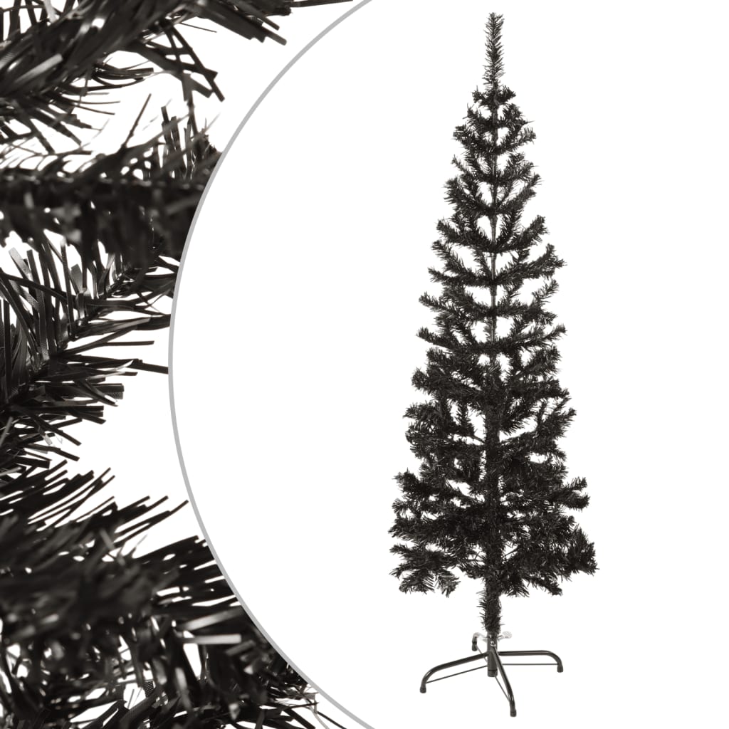 vidaXL Siaura Kalėdų eglutė, juodos spalvos, 120cm