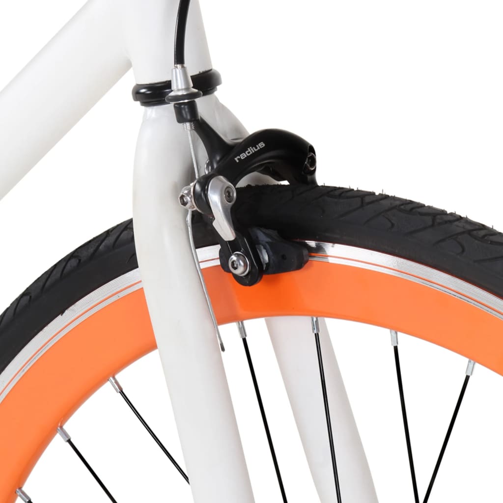 vidaXL Fiksuotos pavaros dviratis, baltas ir oranžinis, 700c, 55cm