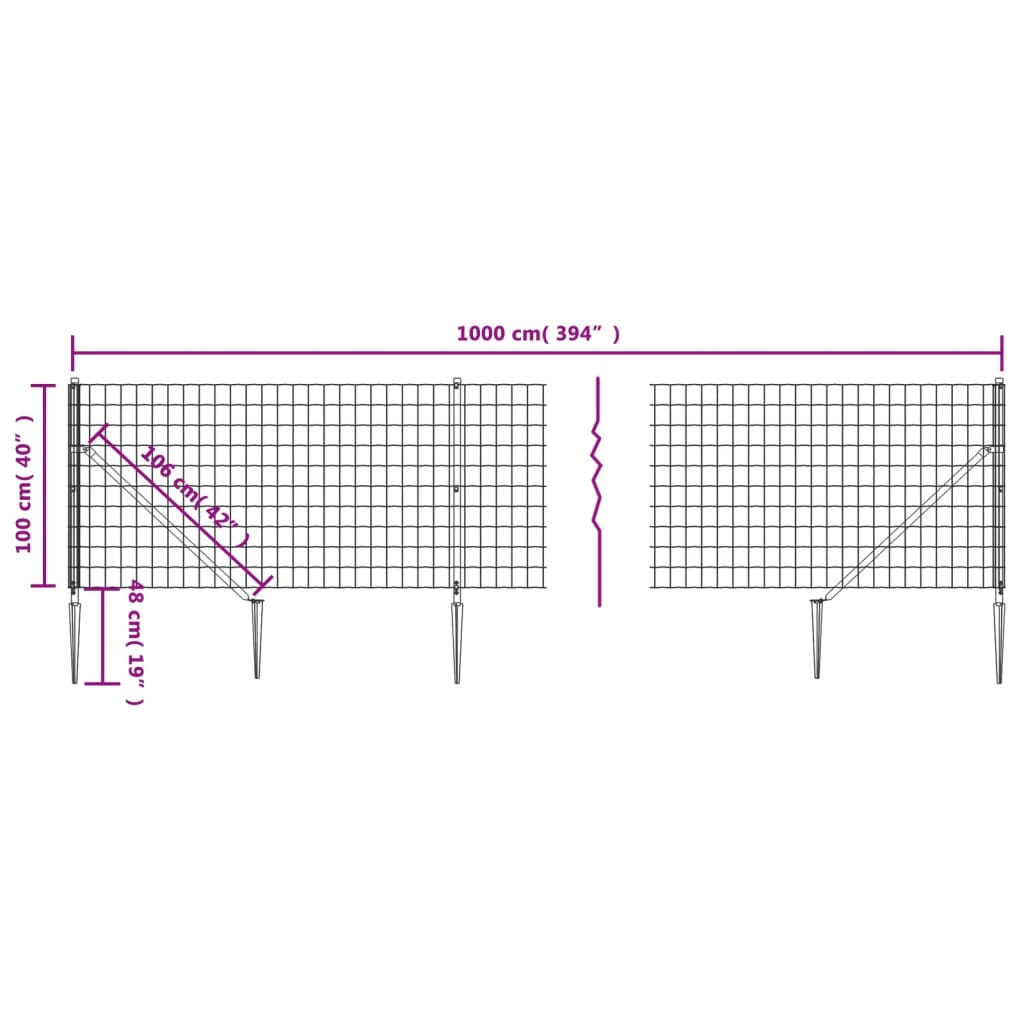 vidaXL Vielinė tinklinė tvora su smaigais, antracito spalvos, 1x10m