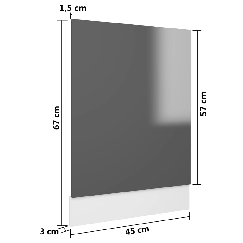 vidaXL Indaplovės plokštė, pilkos spalvos, 45x3x67cm, MDP, blizgi