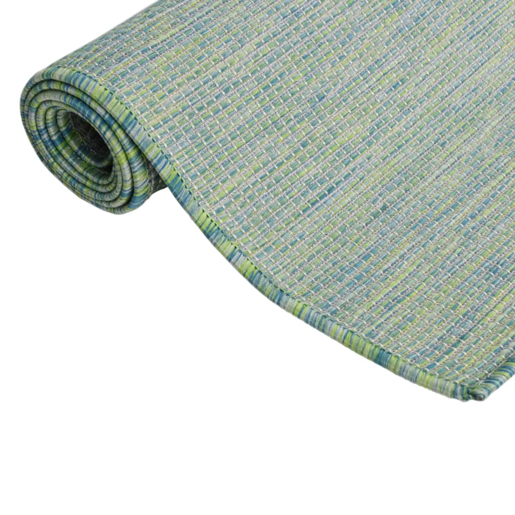 vidaXL Lauko kilimėlis, turkio spalvos, 160x230cm, plokščio pynimo