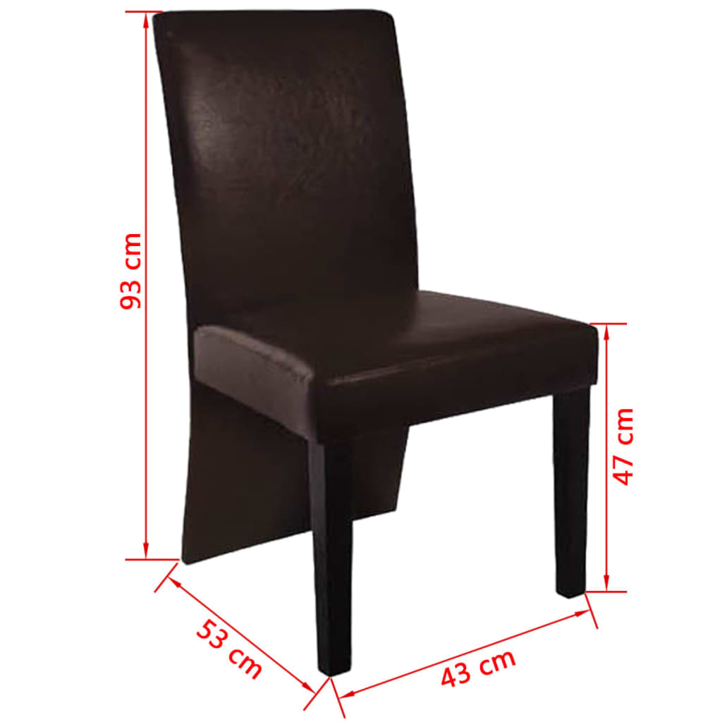 vidaXL Valgomojo kėdės, 4vnt., tamsiai rudos spalvos, dirbtinė oda