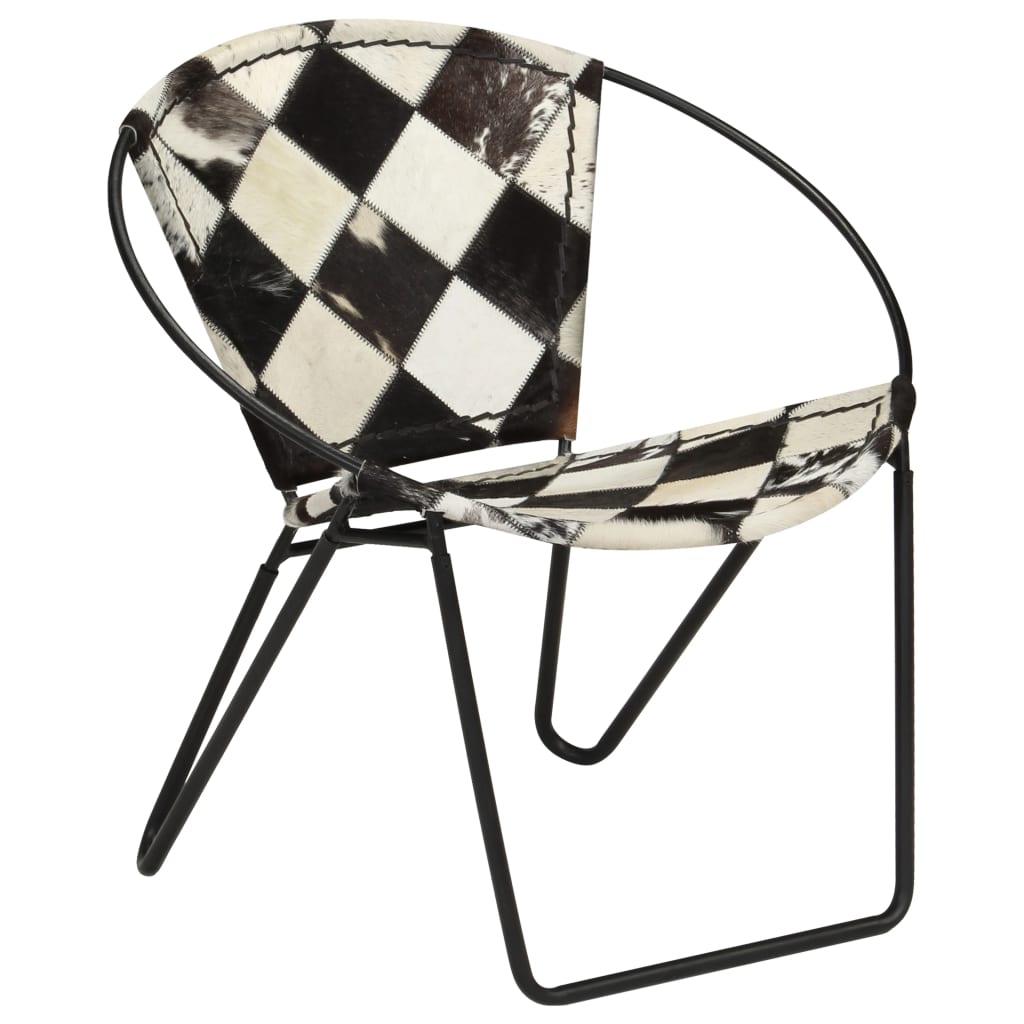 vidaXL Kėdė, juodos spalvos, tikra oda, deimanto formos