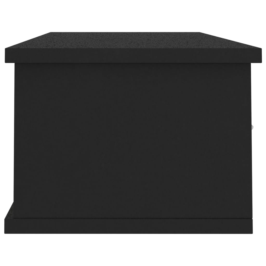vidaXL Sieninė lentyna su stalčiais, juoda, 88x26x18,5cm, mediena