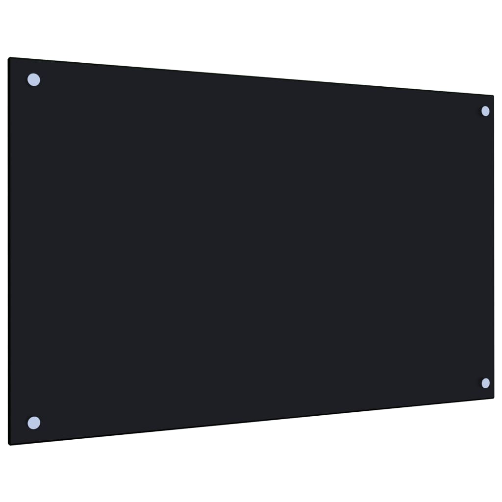 vidaXL Virtuvės sienelė, juodos spalvos, 80x50cm, grūdintas stiklas