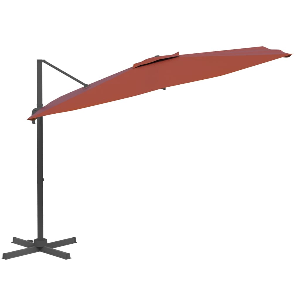 vidaXL Gembės formos skėtis su aliuminiu stulpu, terakota, 300x300cm