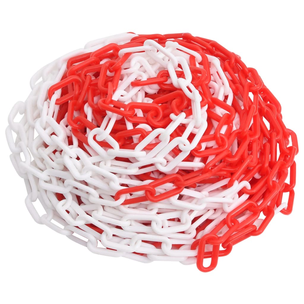 vidaXL Įspėjamoji grandinė, raudonos ir baltos spalvos, 30m, plastikas