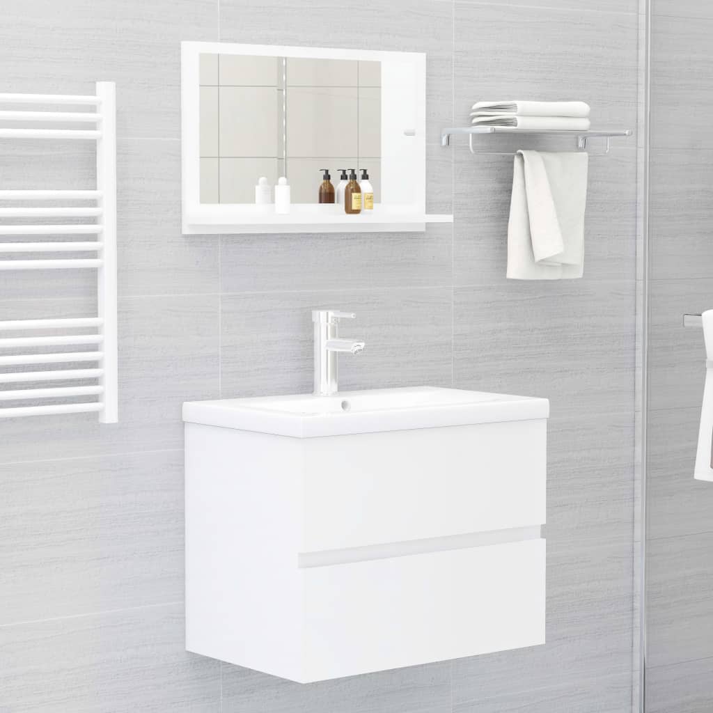 vidaXL Vonios kambario veidrodis, baltas, 60x10,5x37cm, MDP, blizgus