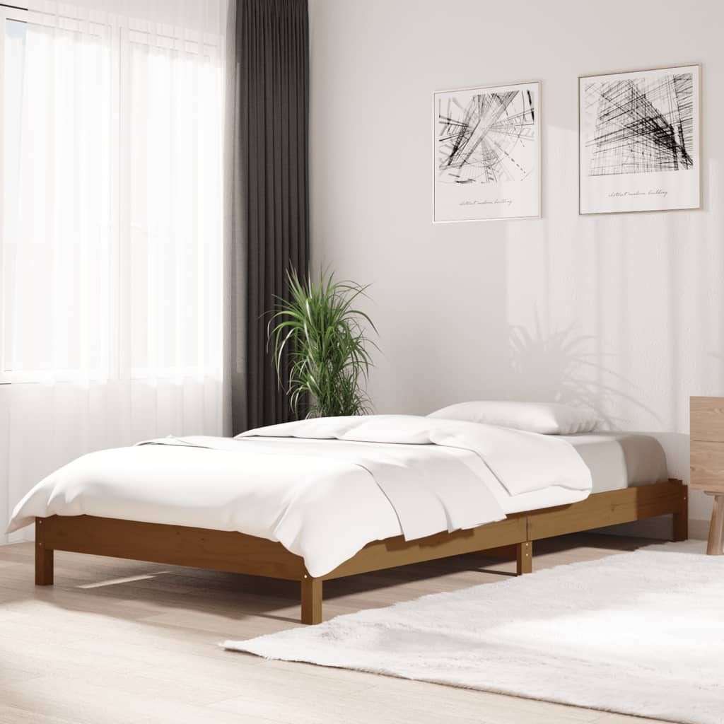 vidaXL Sudedama lova, medaus ruda, 75x190cm, pušies medienos masyvas