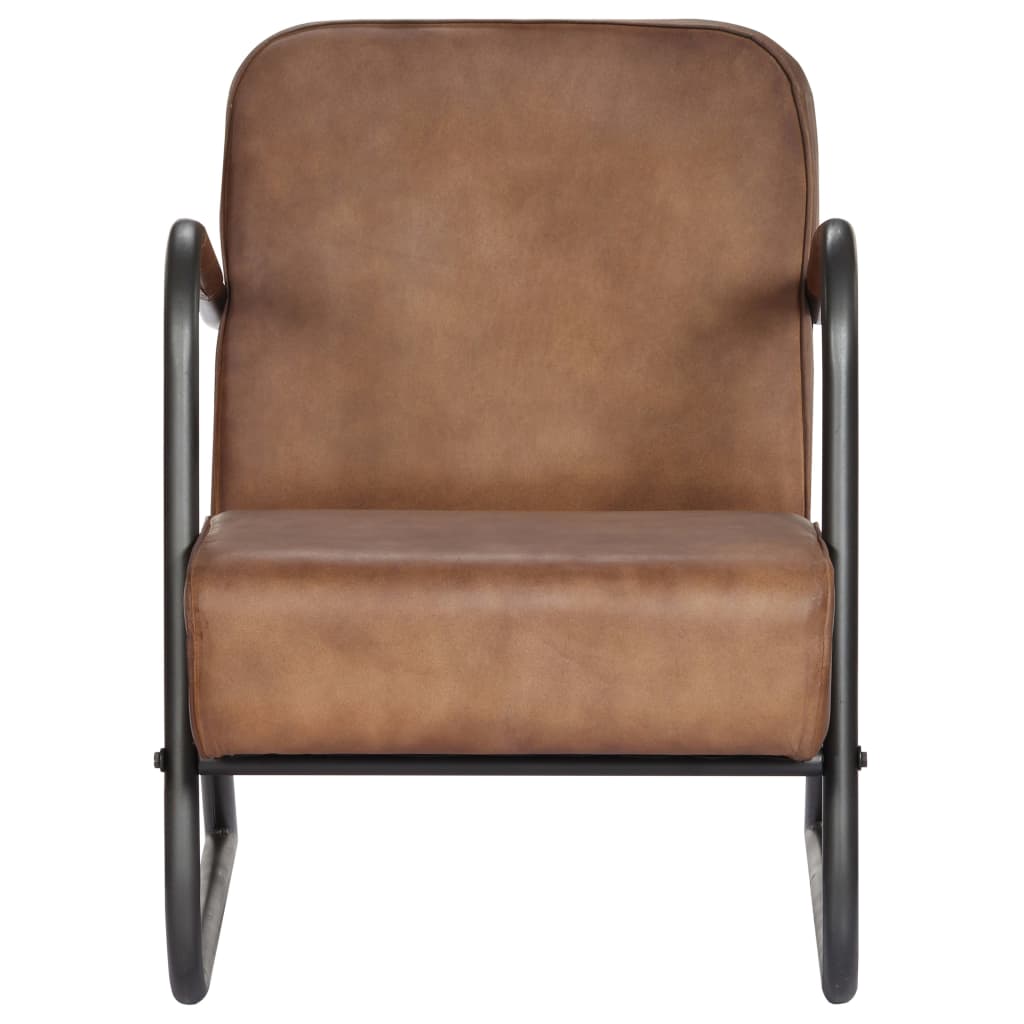 vidaXL Poilsio krėslas, šviesiai ruda, tikra oda