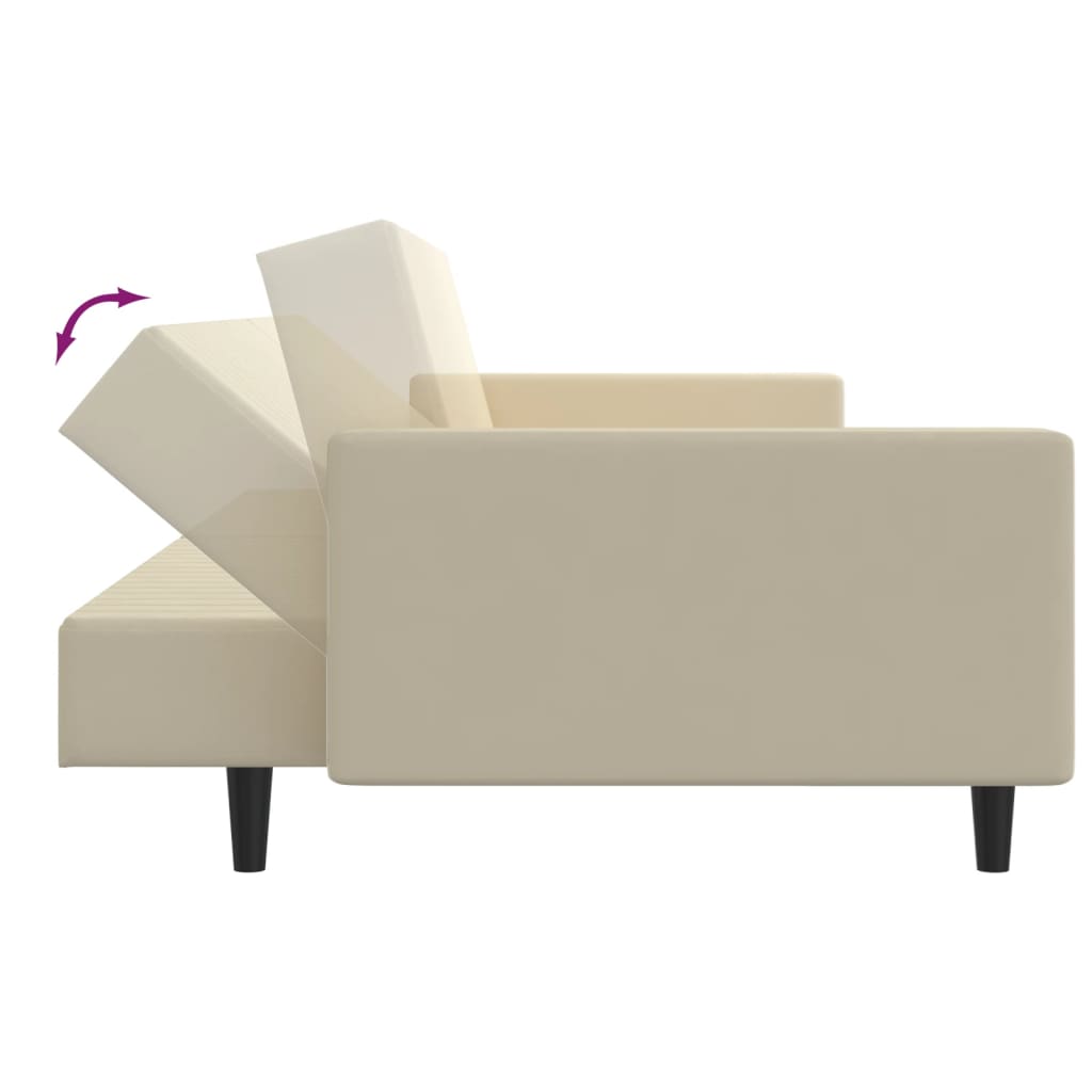 vidaXL Dvivietė sofa-lova, kreminės spalvos, aksomas