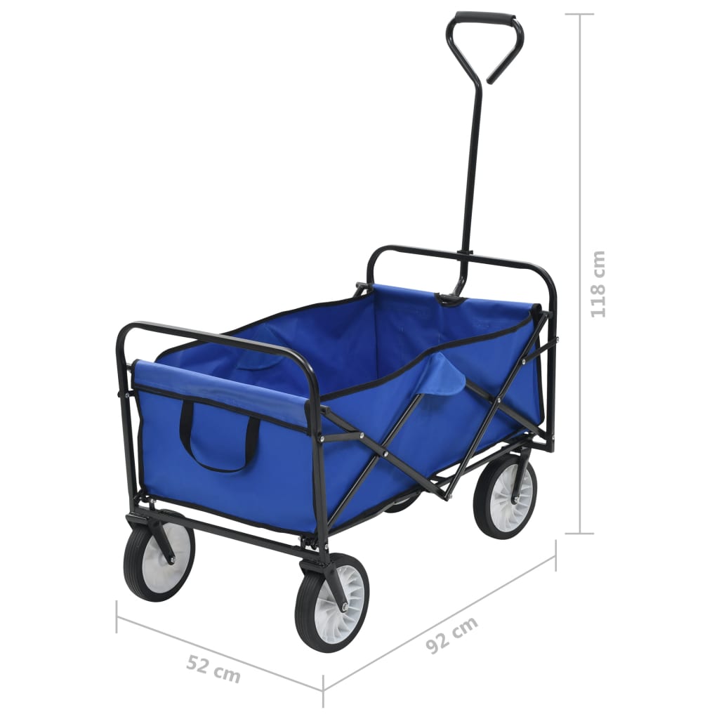 vidaXL Sulankstomas rankinis vežimėlis, mėlynas, plienas