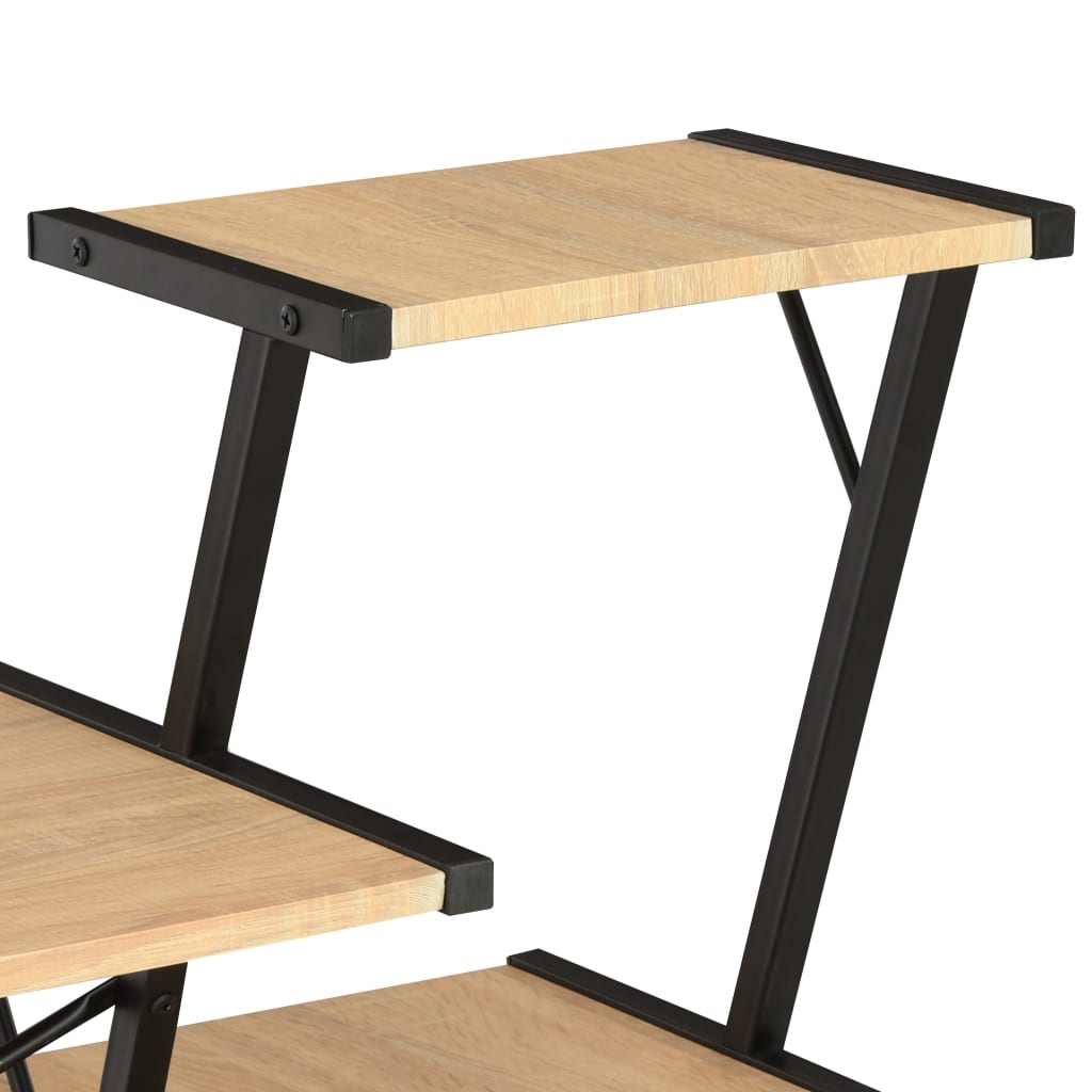 vidaXL Rašomasis stalas su lentyna, juodas ir ąžuolo, 116x50x93cm