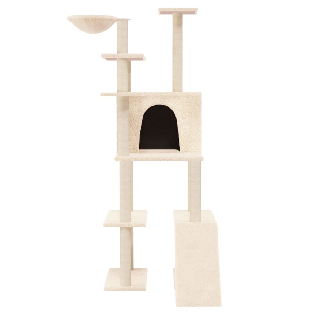 vidaXL Draskyklė katėms su stovais iš sizalio, kreminės spalvos, 166cm