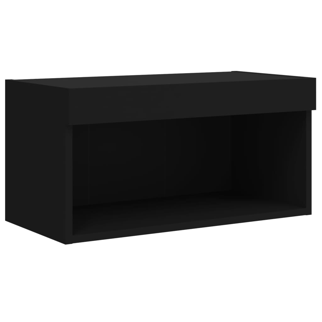 vidaXL Sieninė TV sekcija su LED, 6 dalių, juoda, apdirbta mediena