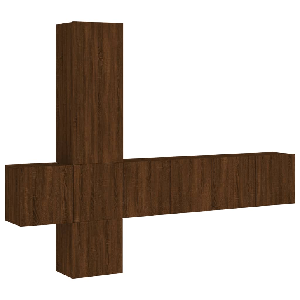 vidaXL Sieninė TV sekcija, 5 dalių, ruda ąžuolo, apdirbta mediena