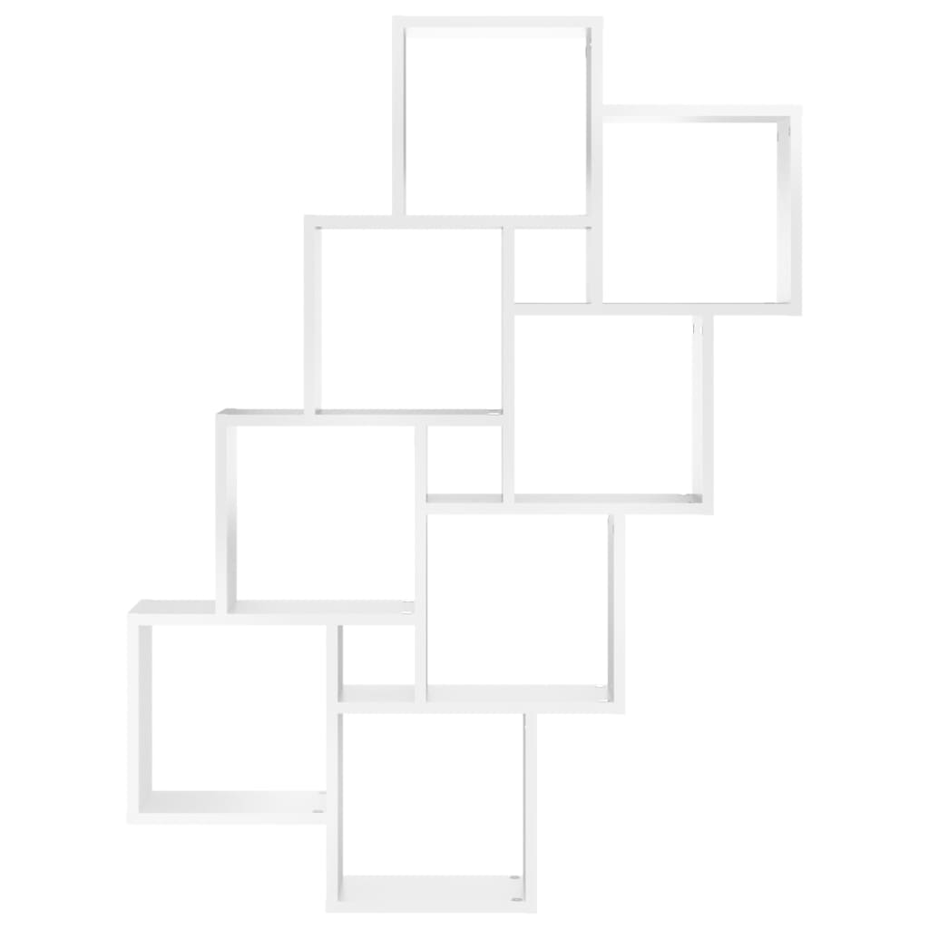 vidaXL Sieninė lentyna, baltos spalvos, 90x15x119cm, MDP, kubo formos