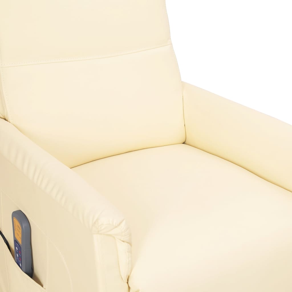 vidaXL Masažinis krėslas, kreminės spalvos, dirbtinė oda