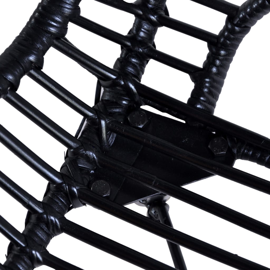 vidaXL Valgomojo kėdės, 4 vnt., juodos, natūralus ratanas