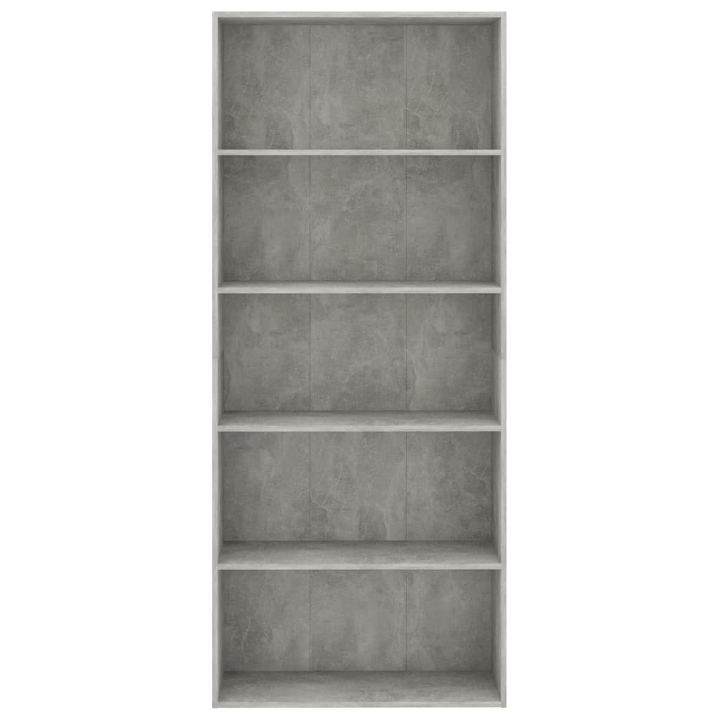 vidaXL Spintelė knygoms, 5 lentynos, betono pilka, 80x30x189cm, MDP