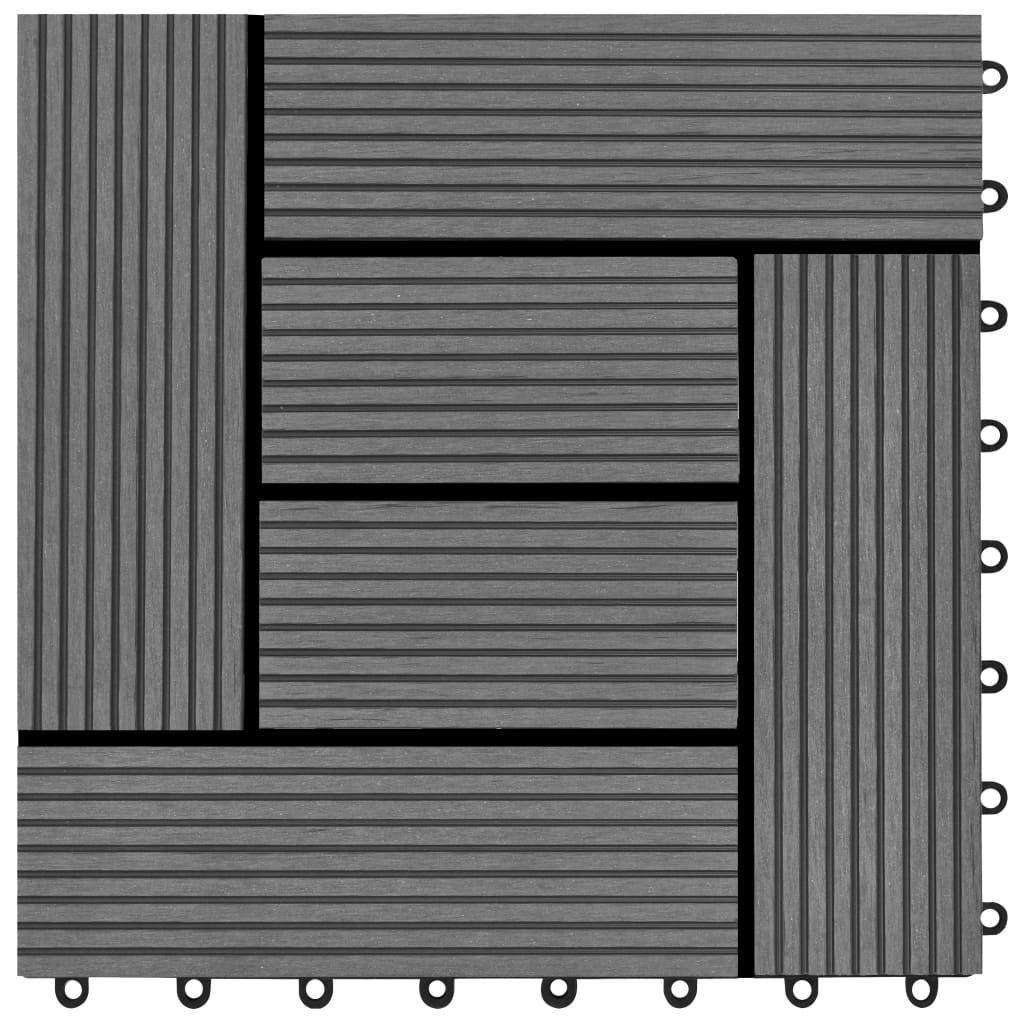 vidaXL Grindų plytelės, 22 vnt., pilkos sp., 30x30 cm, 2m², WPC
