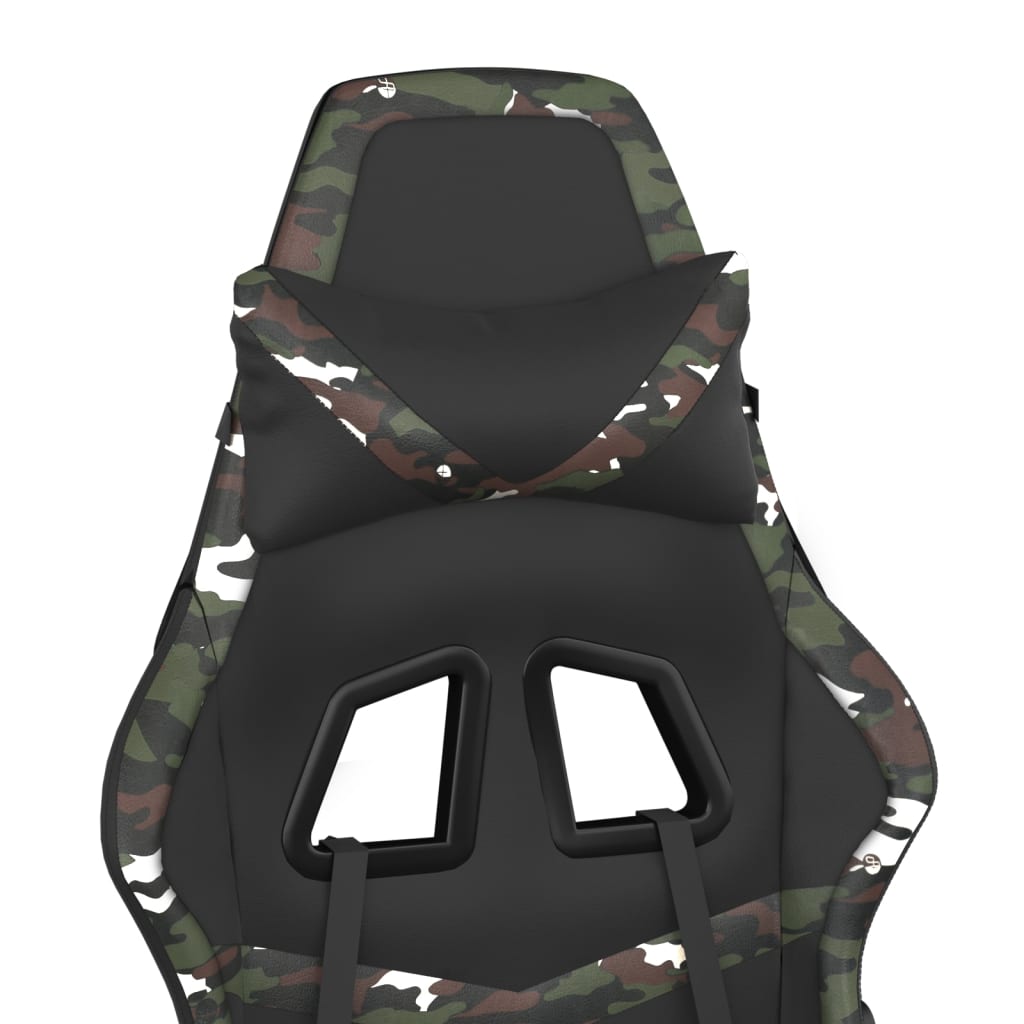 vidaXL Žaidimų kėdė su pakoja, juoda ir kamufliažinė, dirbtinė oda