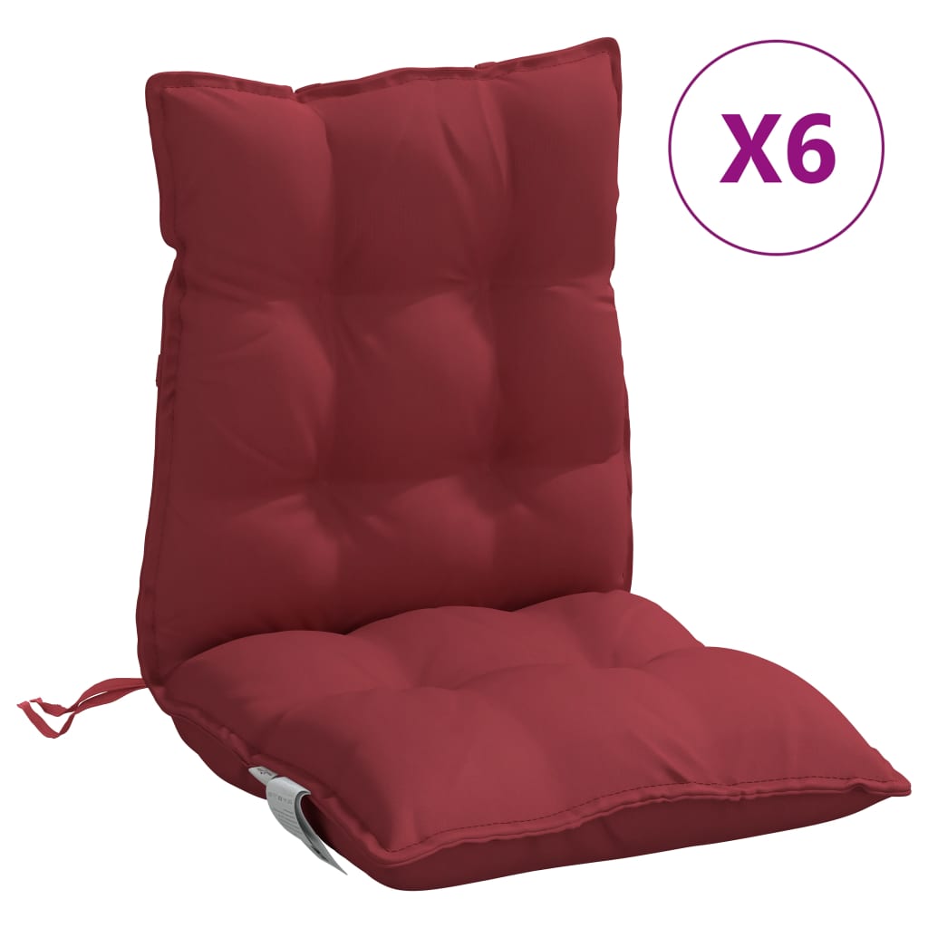 vidaXL Kėdės pagalvėlės, 6vnt., vyno raudonos, oksfordo audinys
