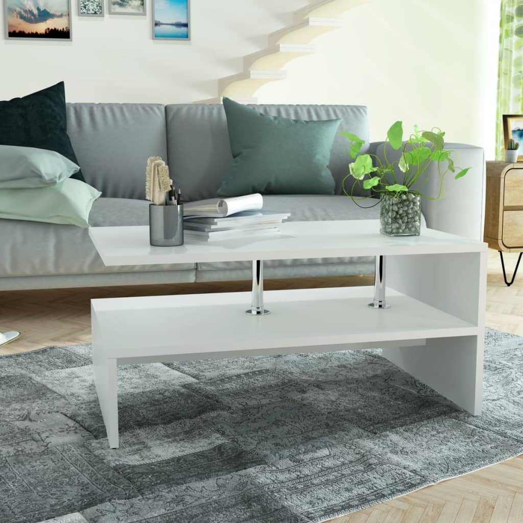 vidaXL Kavos staliukas, med. drožlių plokštės, 90x59x42cm, baltos sp.