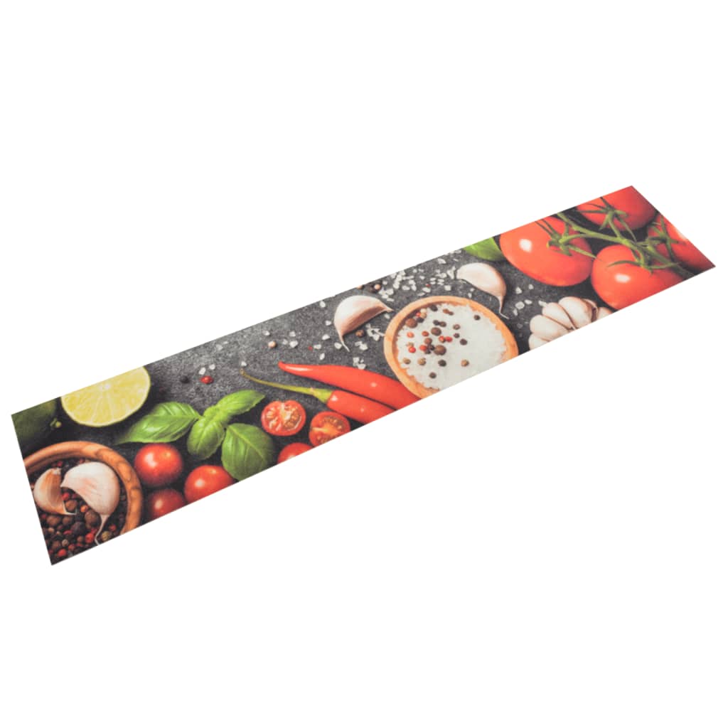 vidaXL Virtuvės kilimėlis, 60x300cm, aksomas, plaunamas, su daržovėmis