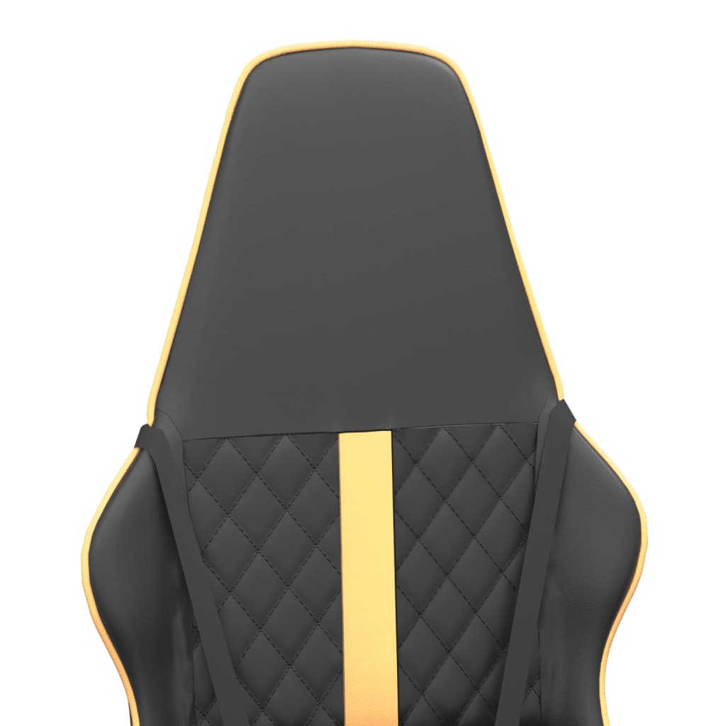 vidaXL Masažinė žaidimų kėdė, auksinės ir juodos spalvos, dirbtinė oda