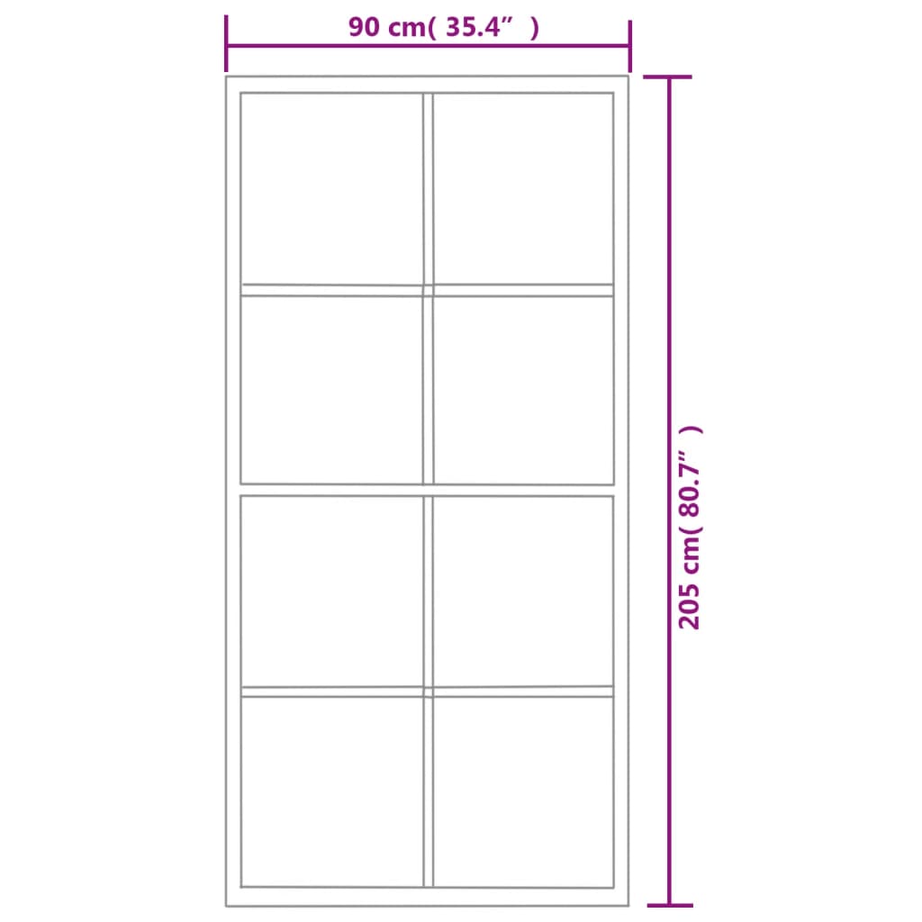 vidaXL Stumdomos durys su įranga, 90x205cm, aliuminis ir ESG stiklas