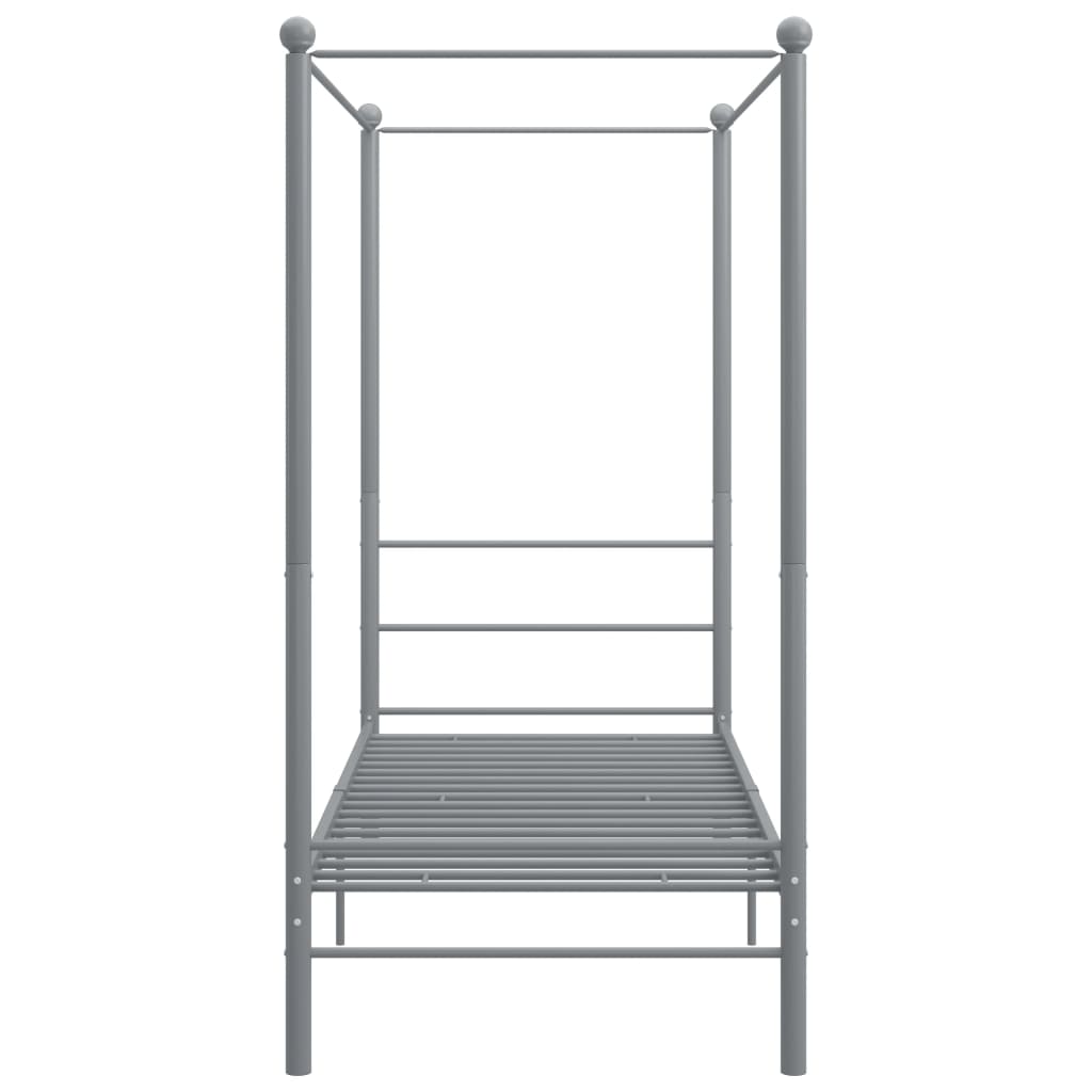 vidaXL Lovos rėmas su baldakimu, pilkos spalvos, 100x200cm, metalas