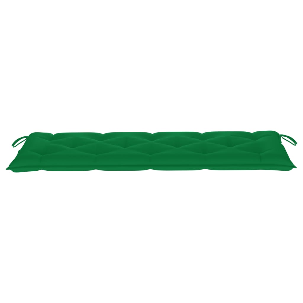 vidaXL Batavia suoliukas su žalia pagalvėle, 150cm, tikmedžio masyvas