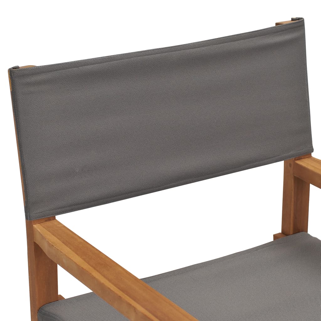 vidaXL Režisieriaus kėdė, pilkos spalvos, tikmedžio medienos masyvas